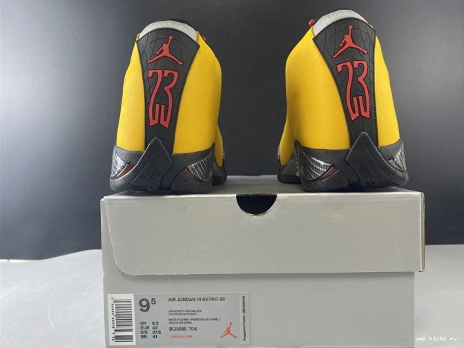 Cheap JORDAN BQ3685-706 RETRO AIR 14 GOLD UNIVERSITY 0821